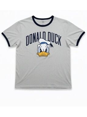 Disney Donald Duck T-Shirt Women’s Large Graphic Ringer Tee Angry Face